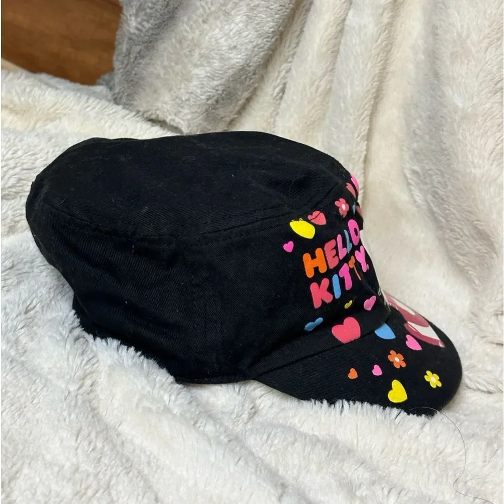 Hello Kitty girls Black cap with multicolored hearts